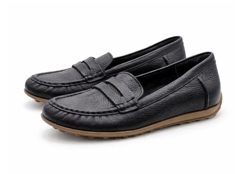 Vionic Loafers Marcy Black Leather Orthotic Moccasin Slip On Driving Shoe 10M